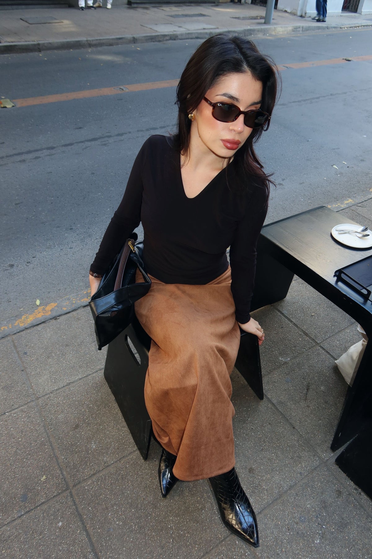 Maxi skirt suede