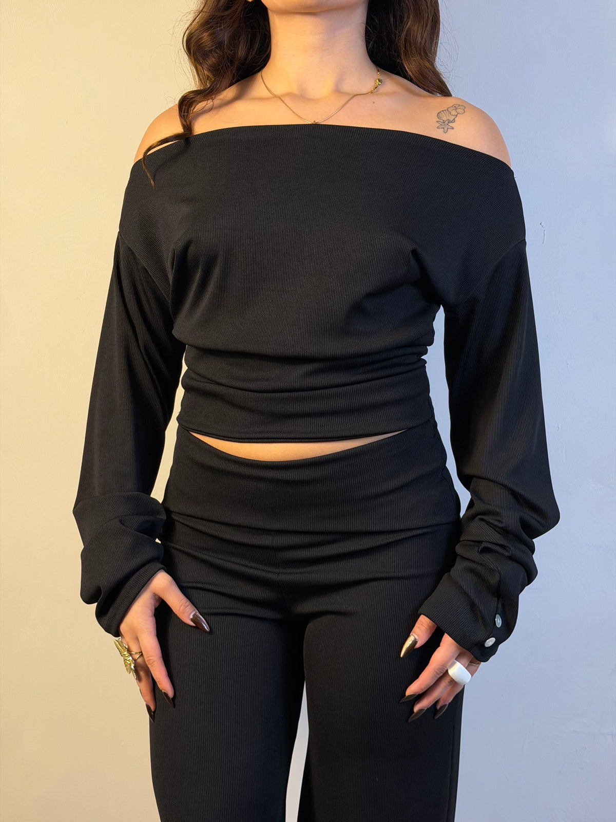 Top bianca manga larga mini canuton