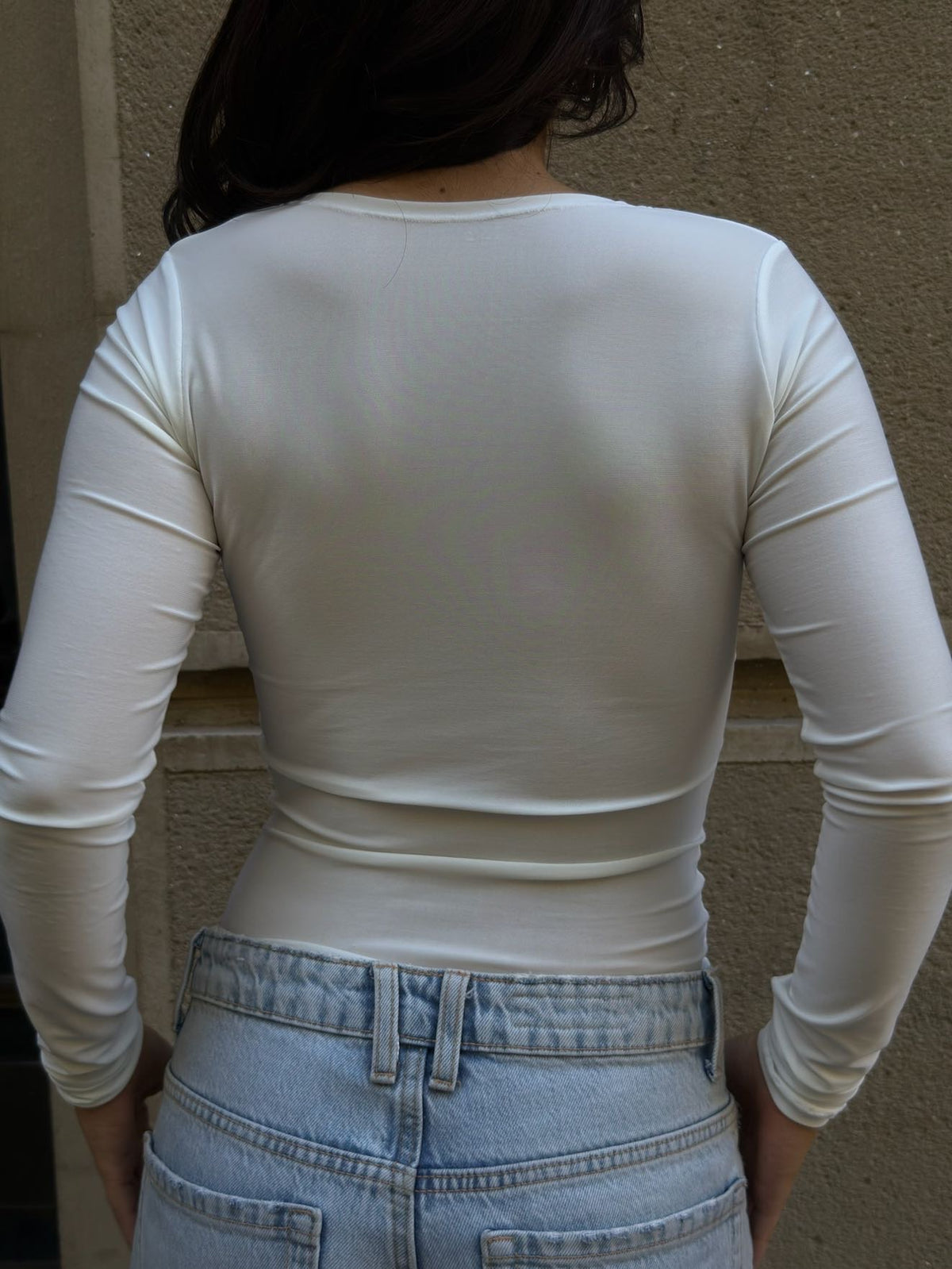 Top ambar manga larga ivory