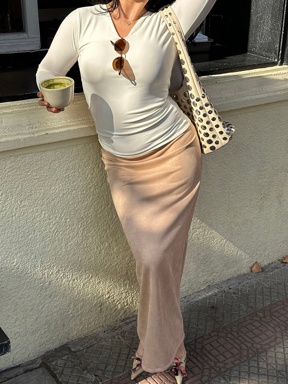 Maxi skirt suede