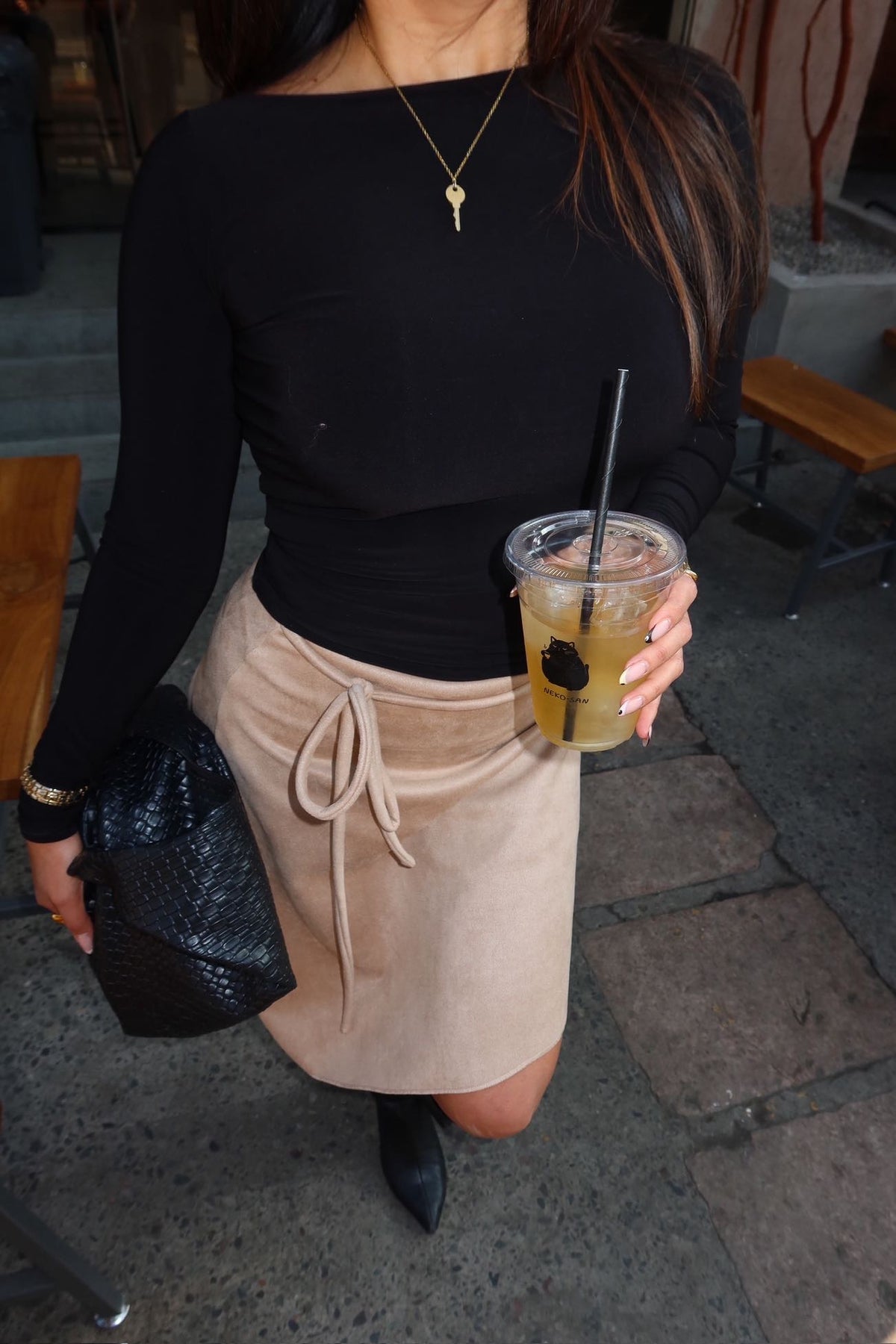 Midi skirt suede