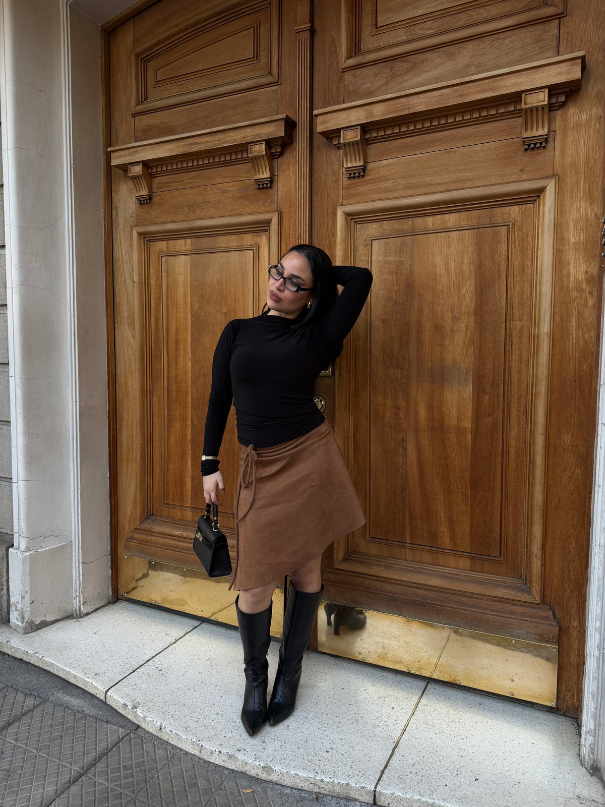 Midi skirt suede