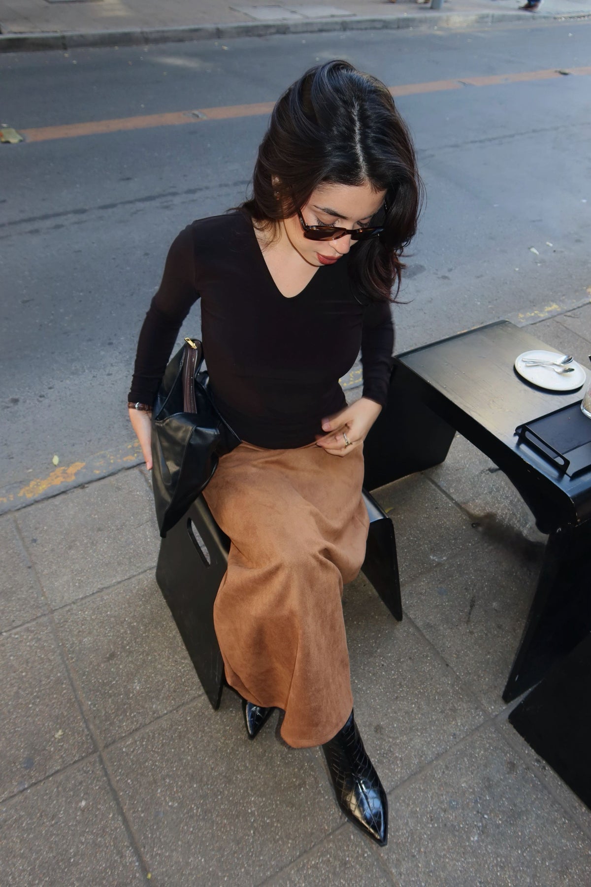 Maxi skirt suede