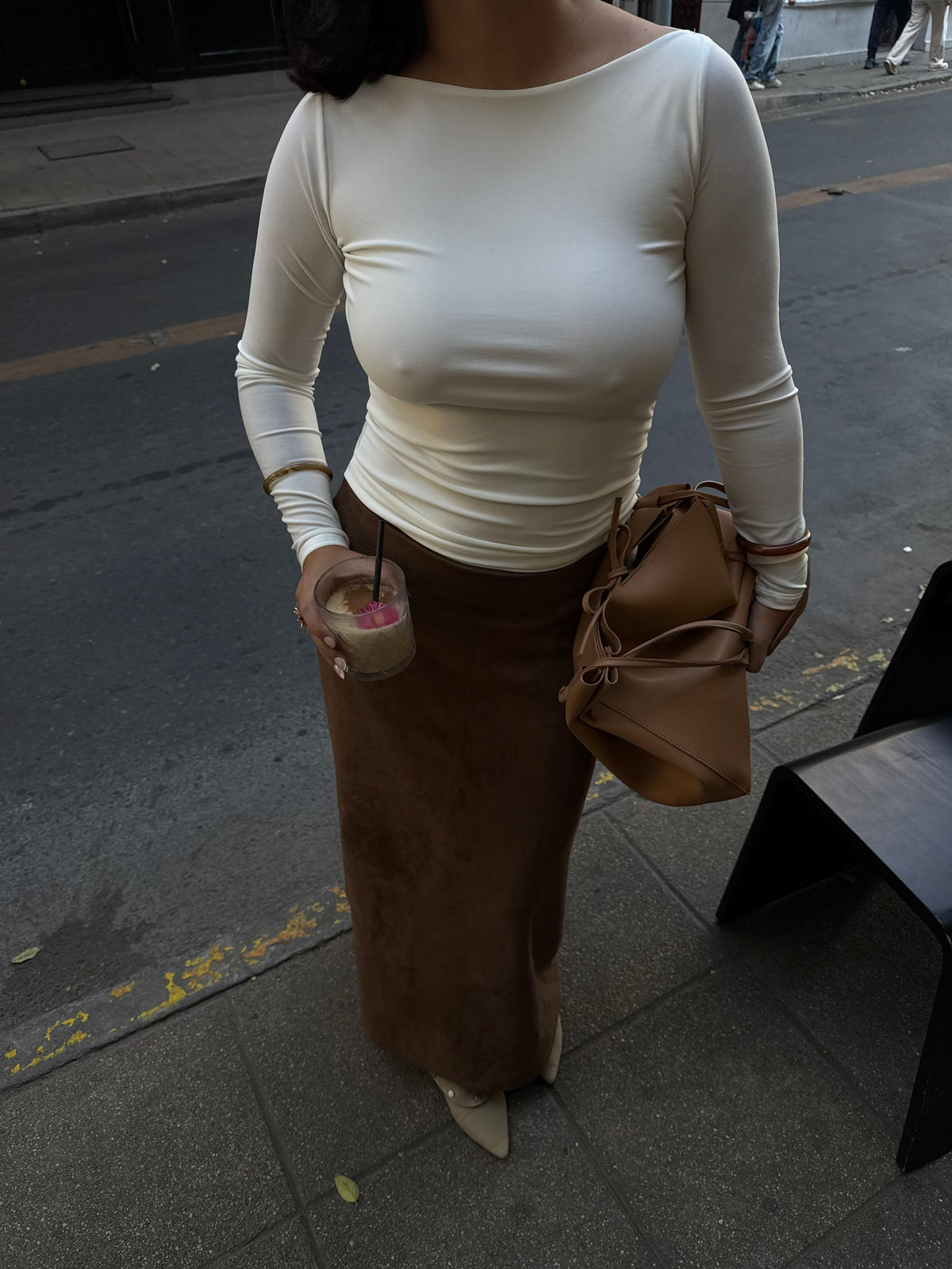Maxi skirt suede