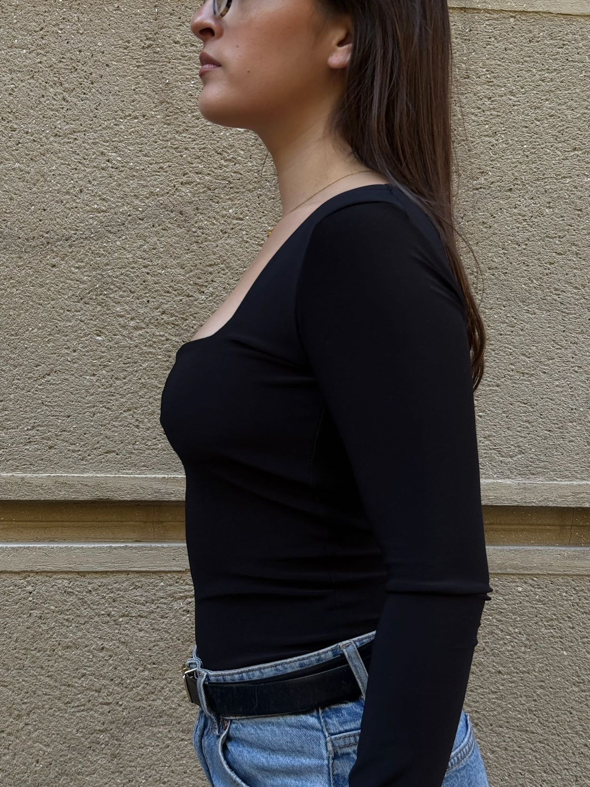 Top ambar manga larga black