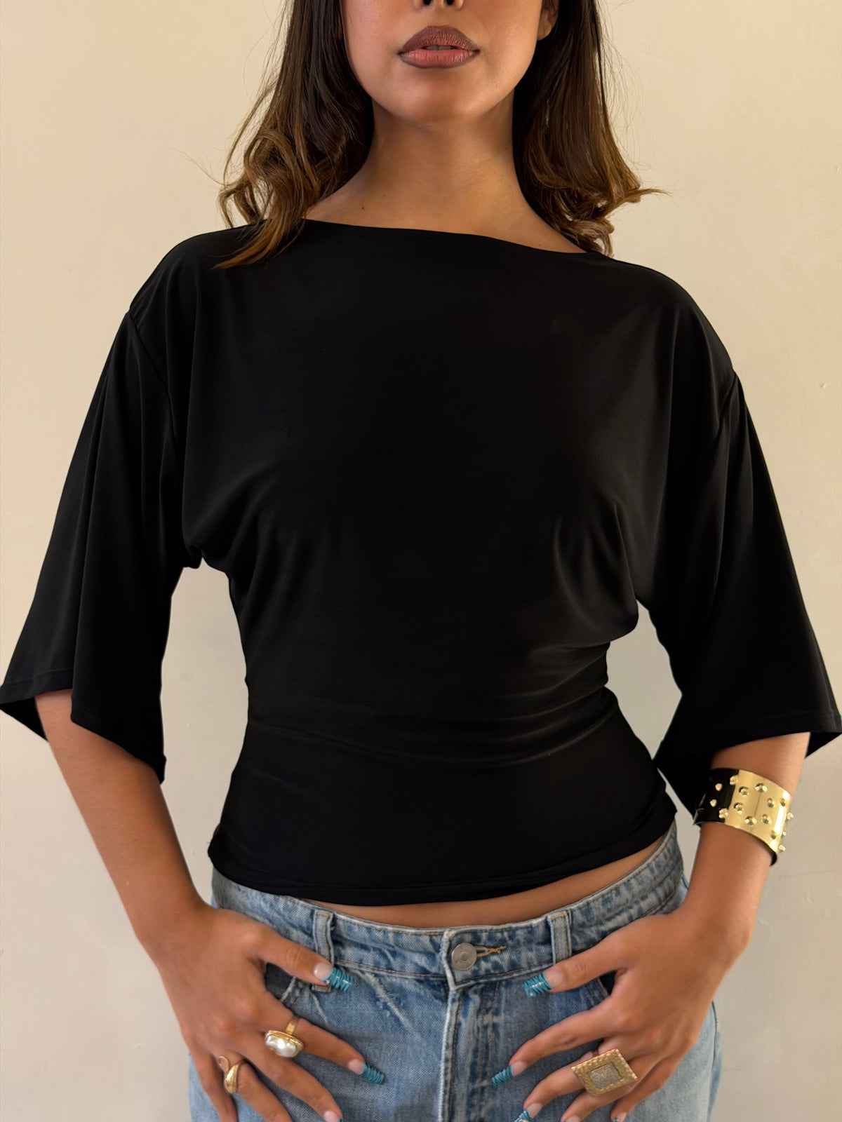 Top nerina manga corta