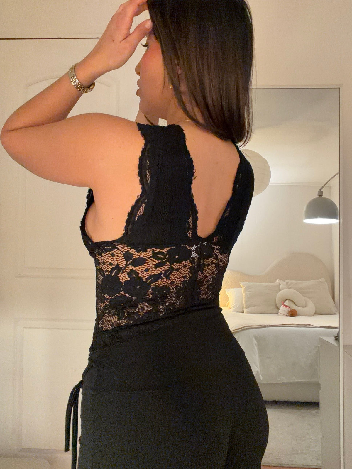 Top encaje perla
