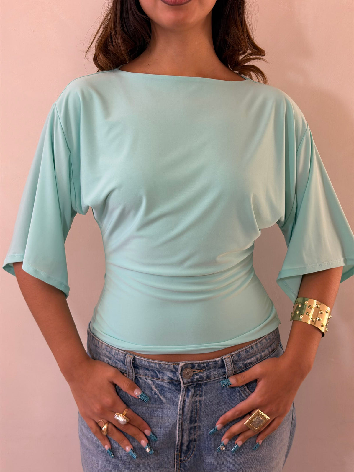 Top nerina manga corta