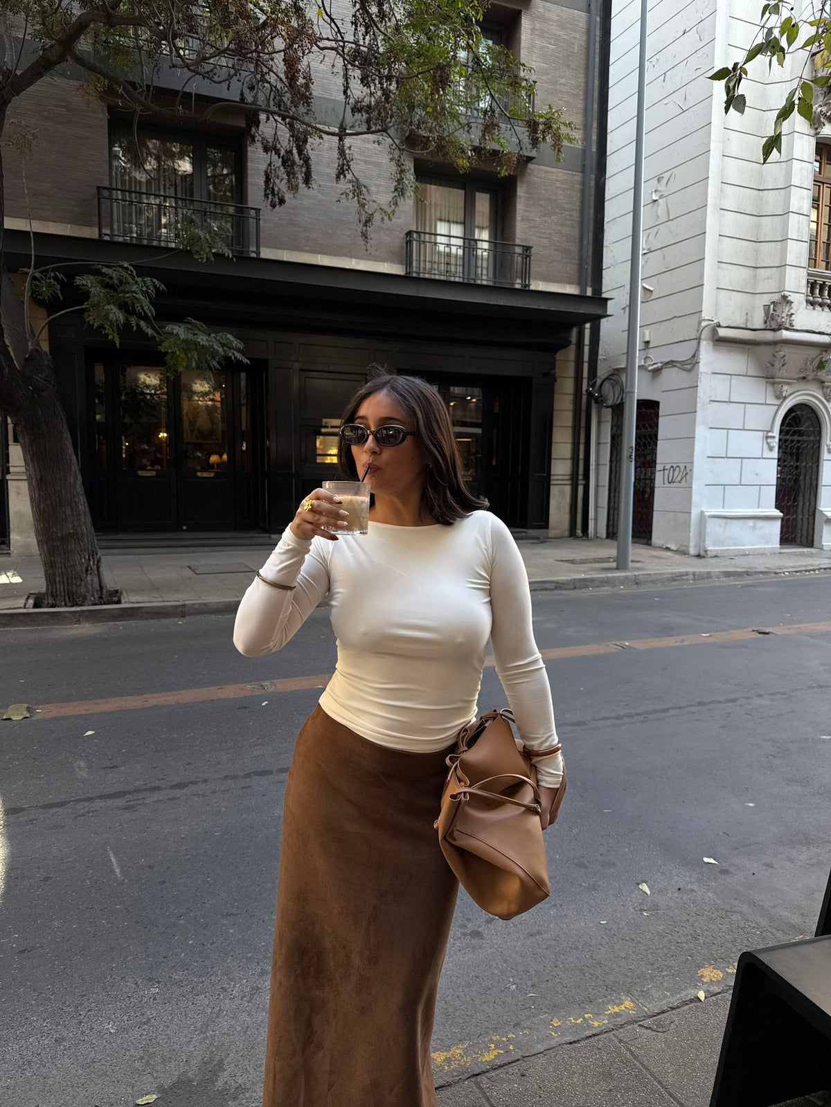 Maxi skirt suede