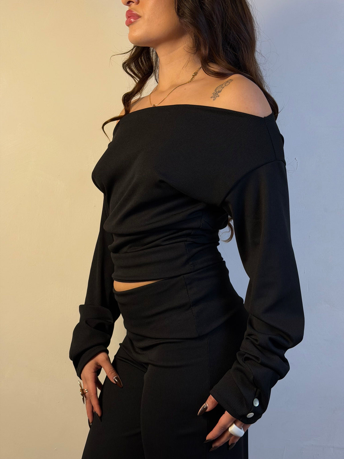 Top bianca manga larga mini canuton