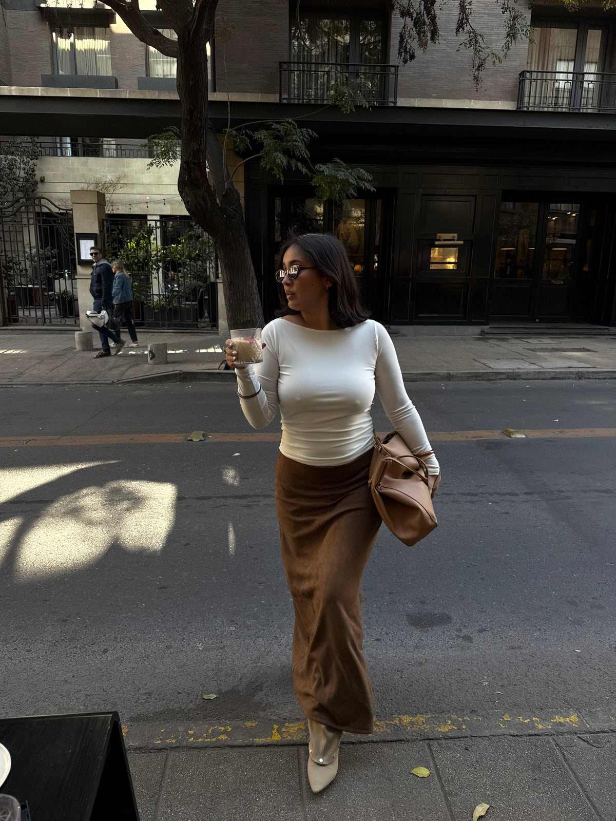 Maxi skirt suede