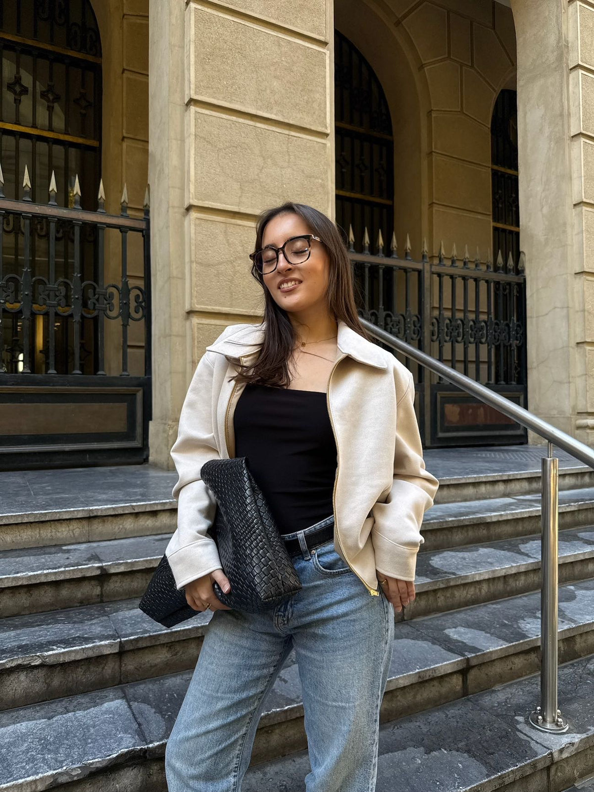 Top ambar manga larga black