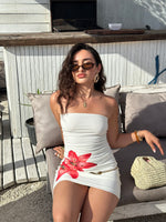 Load image into Gallery viewer, MINI DRESS STRAPLESS HIBISCO
