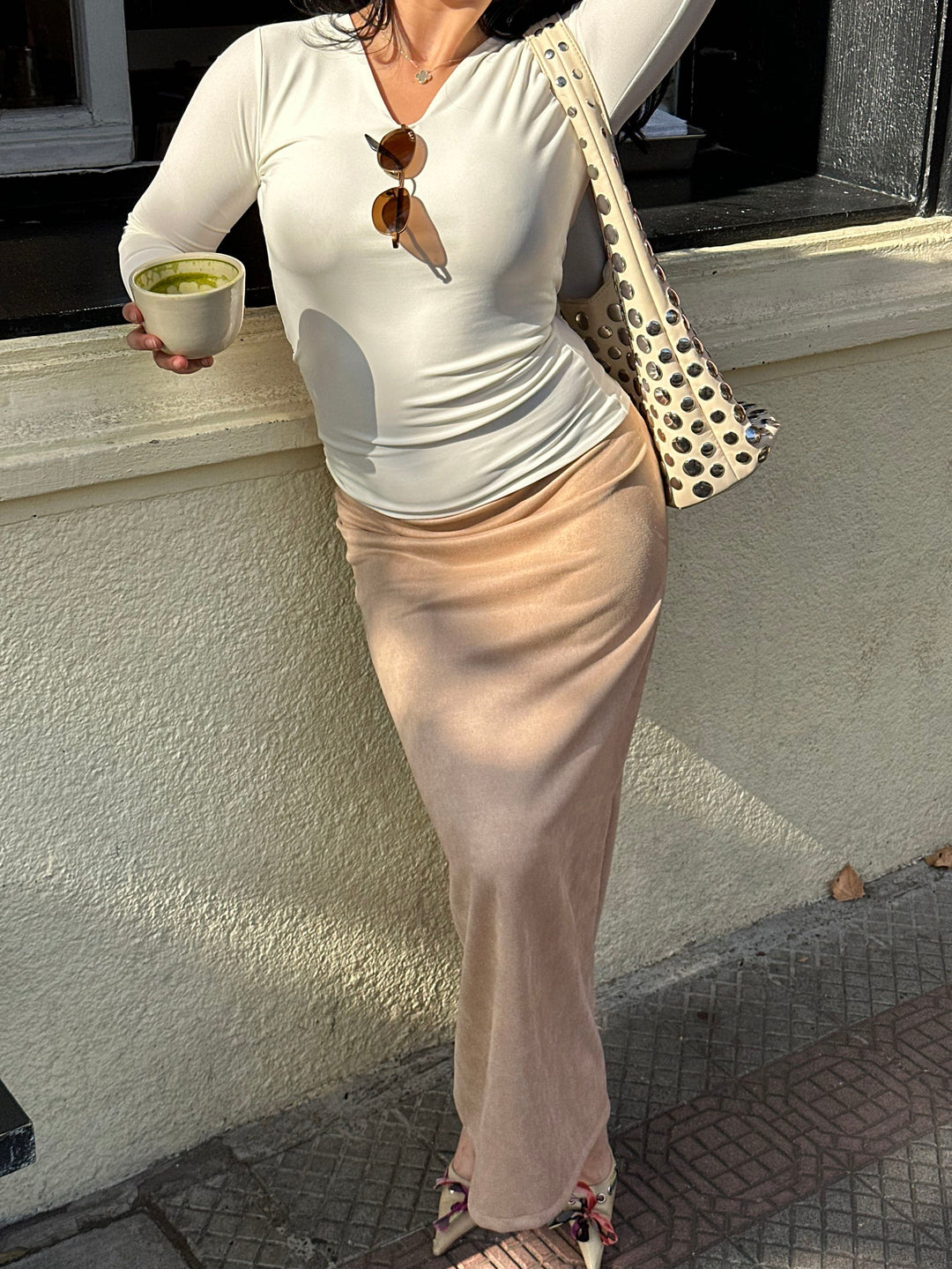 Maxi skirt suede