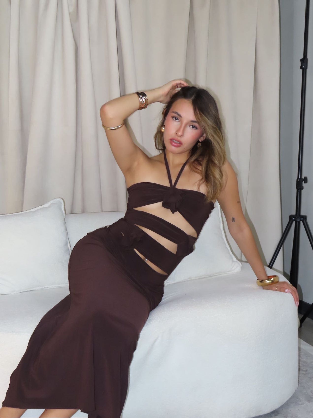 Maxi dress positano cafe chocolate