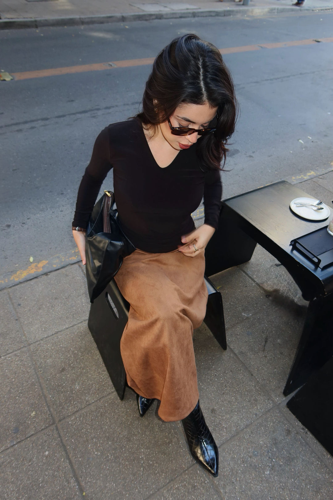 Maxi skirt suede