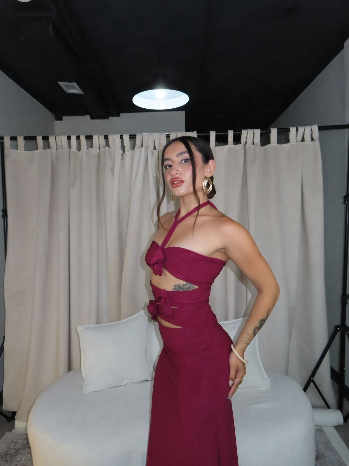 Maxi dress positano burdeo