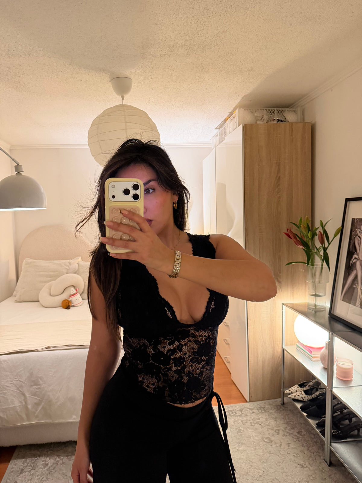 Top encaje perla