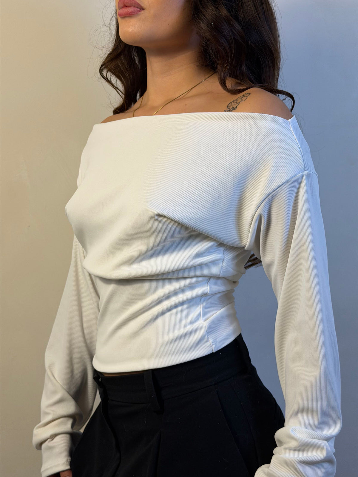 Top bianca manga larga mini canuton
