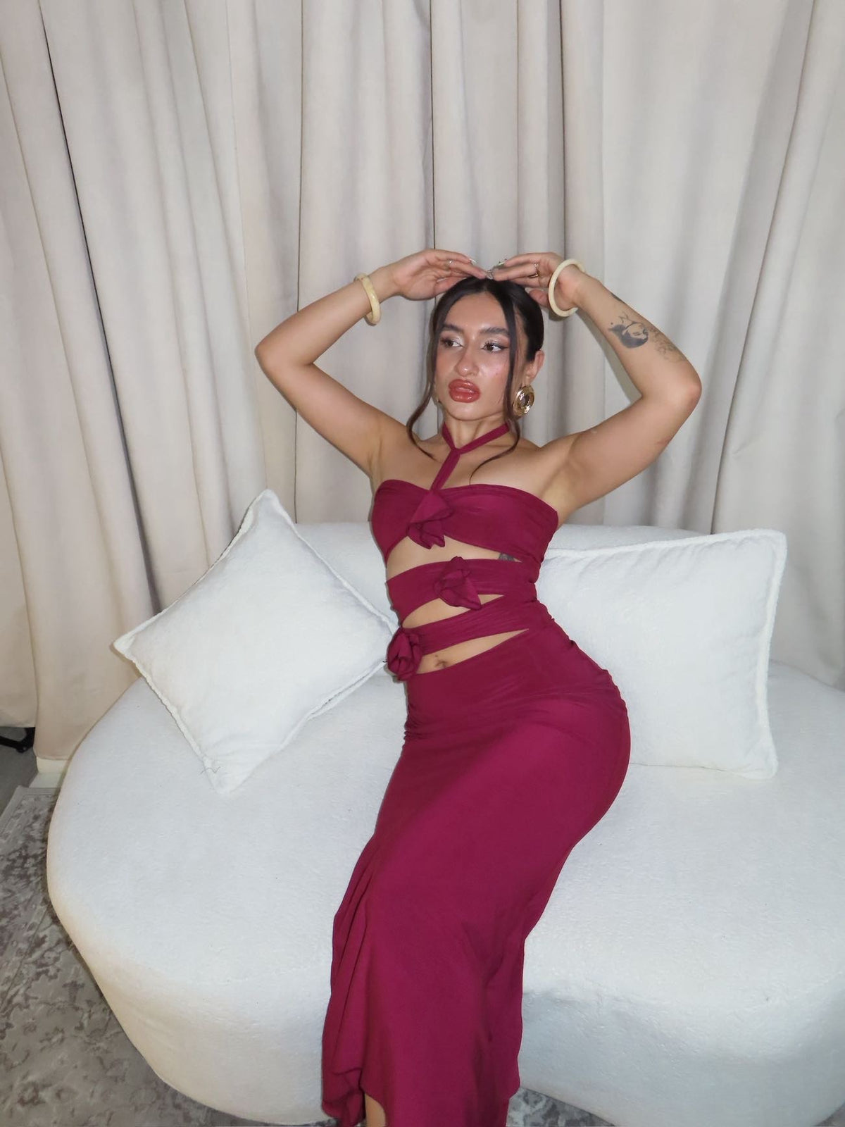 Maxi dress positano burdeo