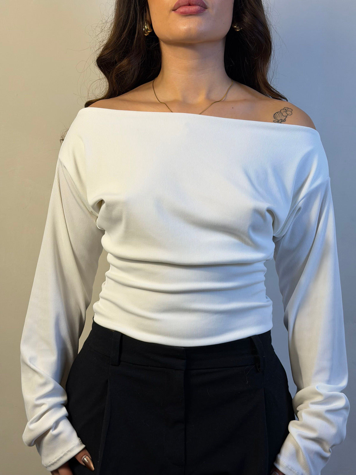 Top bianca manga larga mini canuton