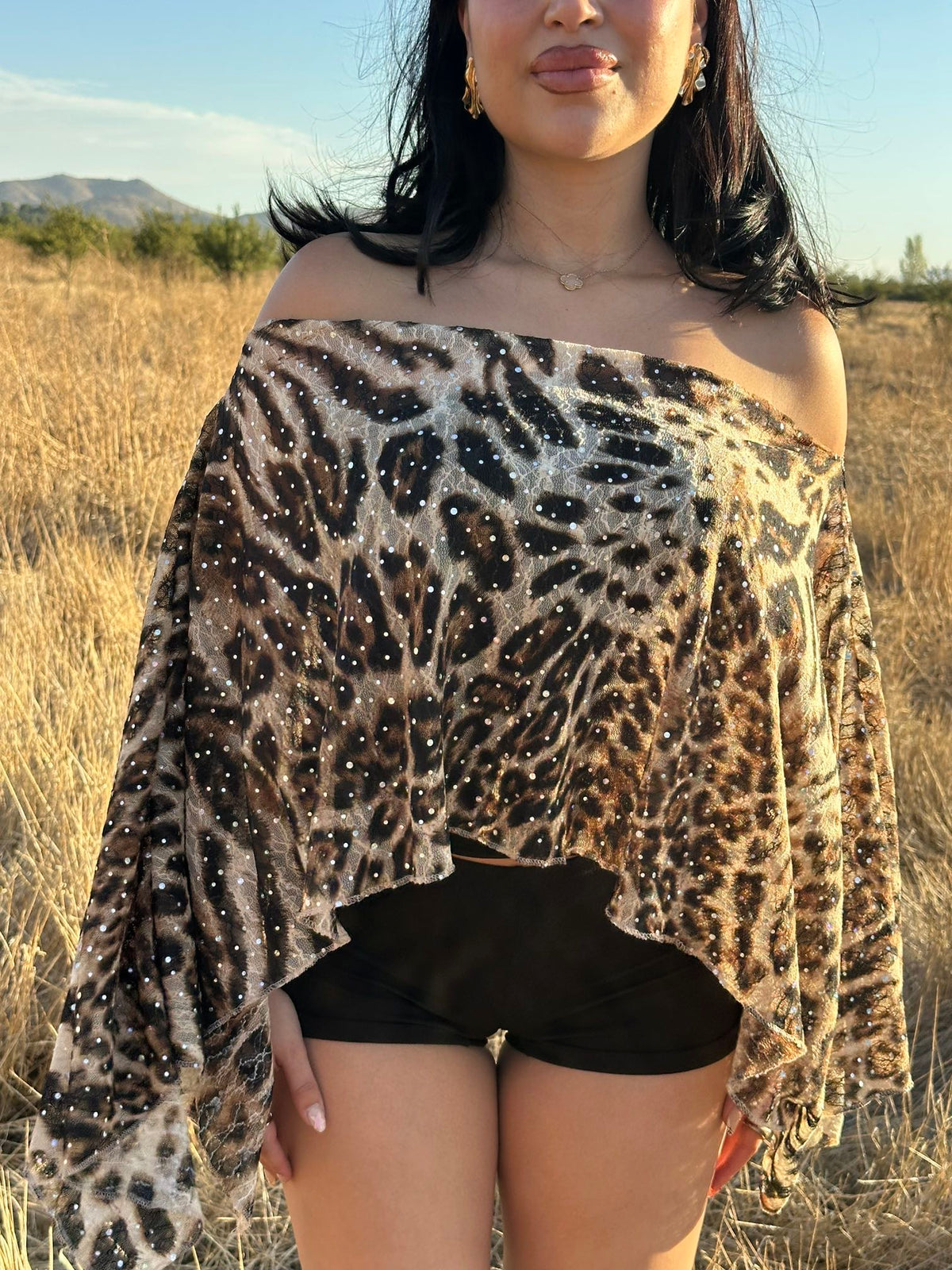 Bolero encaje cheetah brillo