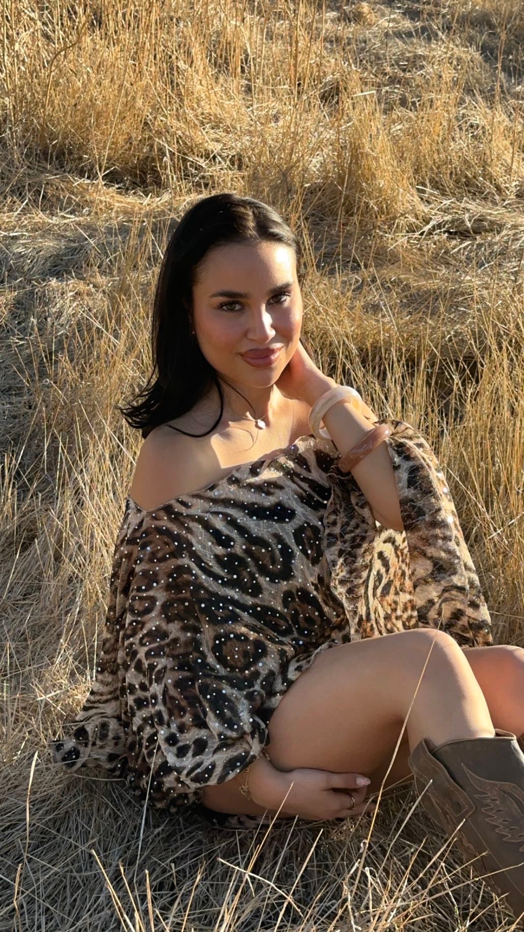 Bolero encaje cheetah brillo